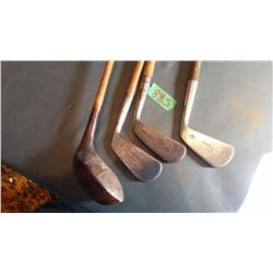 Vintage Golf Clubs With Wooden Handles (4) (Burke, Aubray Boomer, Majestic, Carnoustic)