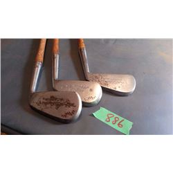 Vintage Golf Clubs With Wooden Handles (3) (AG Spalding, Gleneagles)
