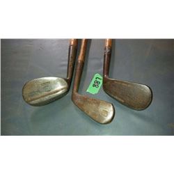 Vintage Golf Clubs With Wooden Handles (Invincible, D. Anderson, Gleneagles)