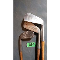 Golf Clubs With Wooden Handles (3) (St. Andrew, AG Spalding [2])