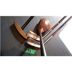 Golf Clubs (4) (Hagen Triangle #2, The Probe, Airflite #2, Frank Grant)