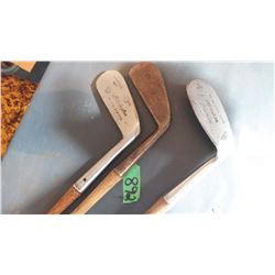 Golf Clubs With Wooden Handles (3) (Gleneagle, AG Spalding, Wright Ditson)