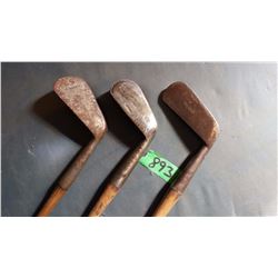 Golf Clubs With Wooden Handles (3) (Columbia, Tip Top)