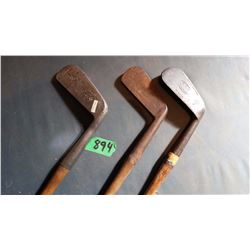 Golf Clubs With Wooden Handles (3) (Burke, Dornoch, Wright Ditson)