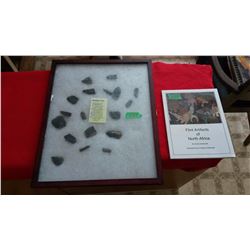 Obsidian Tools In Display Case & Book