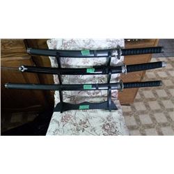 3-Piece Sword Set With Rack