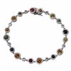 Image 1 : 14KT White Gold 3.84ctw Multi Color Sapphire and Diamond Bracelet