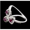 Image 2 : 14KT White Gold 0.34ctw Ruby and Diamond Ring
