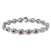 Image 1 : 14KT White Gold 3.79ctw Multi Color Sapphire Bracelet