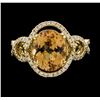 Image 1 : 14KT Yellow Gold 4.66ct Golden Tourmaline and Diamond Ring