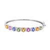 Image 1 : 14KT White Gold 4.95ctw Multi Color Sapphire and Diamond Bangle Bracelet