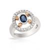 Image 1 : 18KT Two Tone Gold 0.65ct Blue Sapphire and Diamond Ring