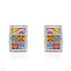 Image 1 : 18KT White Gold 4.80ctw Multi Color Sapphire and Diamond Earrings