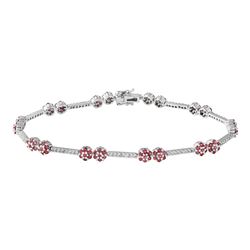 14KT White Gold 2.15ctw Ruby and Diamond Bracelet