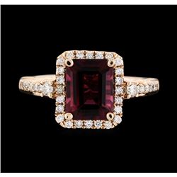 14KT Rose Gold 2.47ct Pink Tourmaline and Diamond Ring