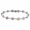 Image 1 : 18KT White Gold 1.91ctw Multi Color Sapphire and Diamond Bracelet