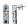 Image 1 : 18KT White Gold 0.65ctw Multi Color Sapphire and Diamond Earrings