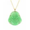 Image 1 : 14KT Yellow Gold Jadeite Pendant with Chain