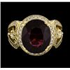 Image 1 : 14KT Yellow Gold 7.38ct Garnet and Diamond Ring