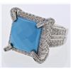 Image 1 : 14KT White Gold 4.44ctw Turquoise and Diamond Ring