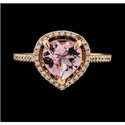 14KT Rose Gold 1.39ct Morganite and Diamond Ring