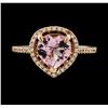 Image 1 : 14KT Rose Gold 1.39ct Morganite and Diamond Ring