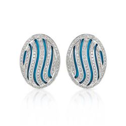 14KT White Gold 11.42ctw Turquoise and Diamond Earrings