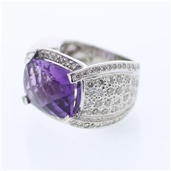 14KT White Gold 9.30ct Amethyst and Diamond Ring