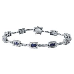 14KT White Gold 2.60ctw Blue Sapphire and Diamond Bracelet