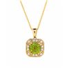 Image 1 : 14KT Yellow Gold 1.63ct Peridot and Diamond Pendant with Chain