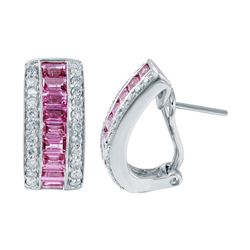18KT White Gold 2.64ctw Pink Sapphire and Diamond Earrings