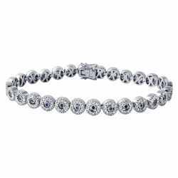 18KT White Gold 0.48ctw Blue Sapphire and Diamond Bracelet