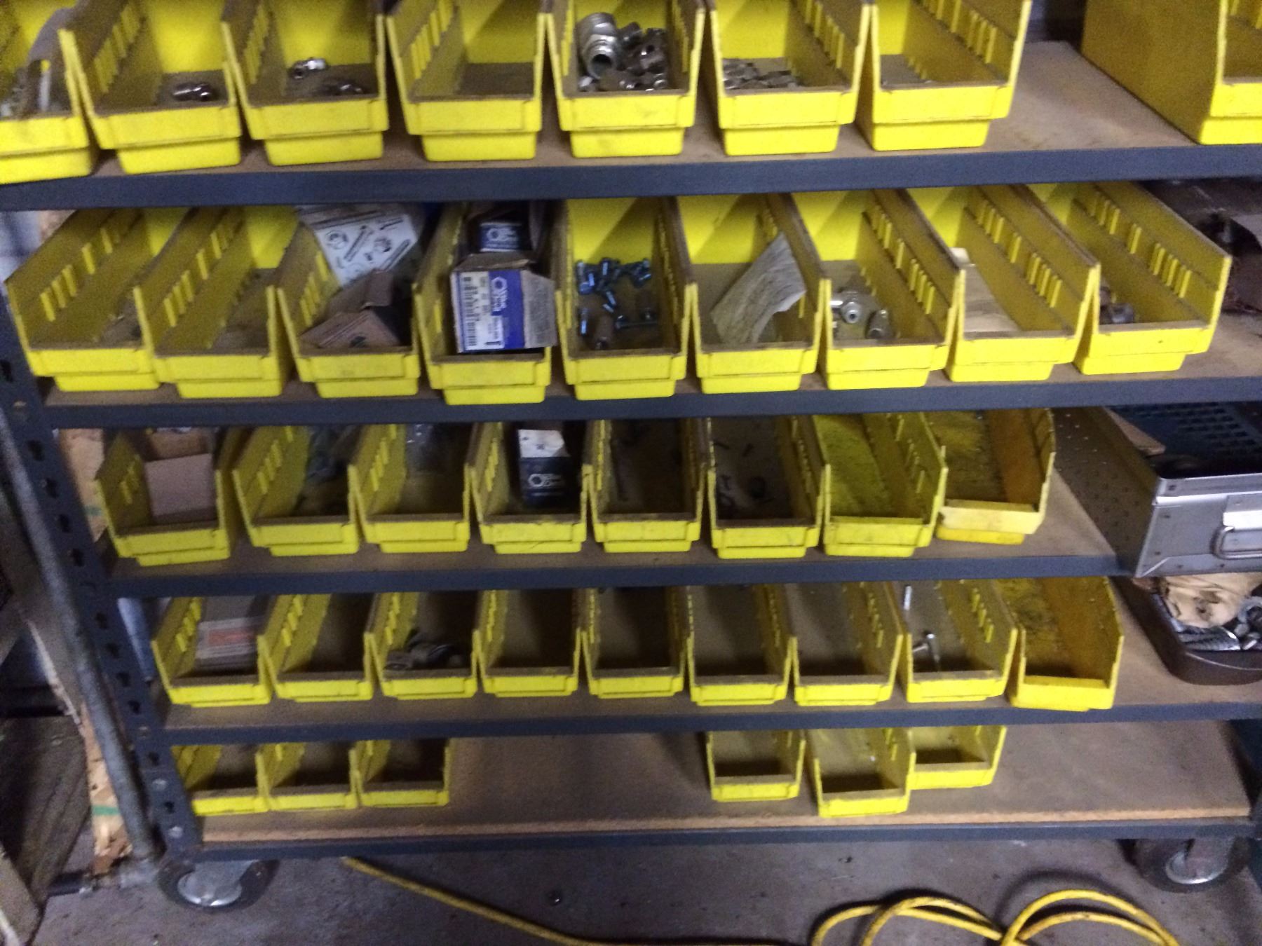 72” x 42” X 14” nut and bolt Rack and all contents on caster - BTM ...