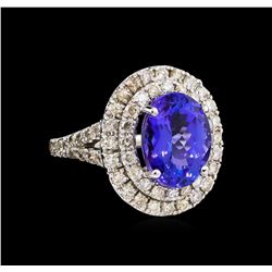 14KT White Gold 5.29 ctw Tanzanite and Diamond Ring