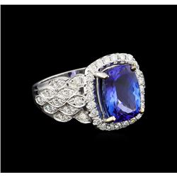 14KT White Gold 4.23 ctw Tanzanite and Diamond Ring