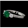 Image 1 : 0.94 ctw Emerald and Diamond Ring - 14KT White Gold