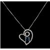 Image 2 : 0.85 ctw Blue and White Diamond Pendant And Chain - 14KT White Gold