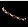 Image 2 : 8.50 ctw Ruby and Diamond Bracelet - 14KT Yellow and White Gold