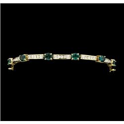 4.33 ctw Alexandrite And Diamond Bracelet - 14KT Yellow Gold