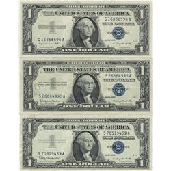 1957 $1 AU/Unc Silver Certificate Currency Lot of 3