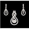 Image 1 : 0.54 ctw Diamond Pendant and Earrings - 10KT White Gold
