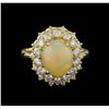 Image 2 : 3.01 ctw Opal and Diamond Ring - 14KT Yellow Gold