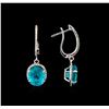 Image 2 : 6.35 ctw Apatite and Diamond Earrings - 14KT White Gold