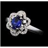 Image 1 : 0.88 ctw Sapphire and Diamond Ring - 14KT White Gold
