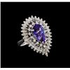 Image 1 : 14KT White Gold 4.96 ctw Tanzanite and Diamond Ring