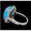 Image 3 : 9.30 ctw Turquoise and Diamond Ring - 14KT White Gold