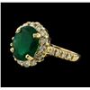 Image 1 : 3.13 ctw Emerald and Diamond Ring - 14KT Yellow Gold