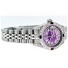 Image 2 : Rolex Ladies SS Diamond Lugs Purple MOP VS Diamond And Ruby Datejust Wristwatch