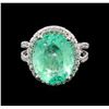 Image 2 : GIA Cert 8.54 ctw Emerald and Diamond Ring - 14KT White Gold