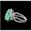 Image 3 : GIA Cert 8.54 ctw Emerald and Diamond Ring - 14KT White Gold